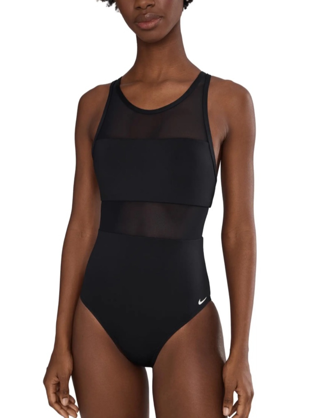 Nike Black Mesh-Panel One-Piece Swimsuit